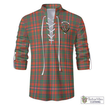 MacKinnon Ancient Tartan Men's Scottish Traditional Jacobite Ghillie Kilt Shirt with Family Crest