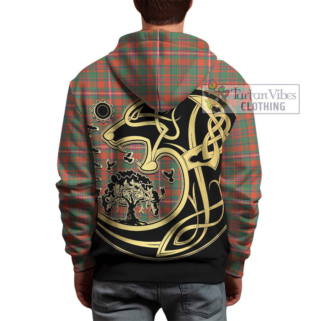 MacKinnon Ancient Tartan Hoodie with Family Crest Celtic Wolf Style - Tartan Vibes Clothing