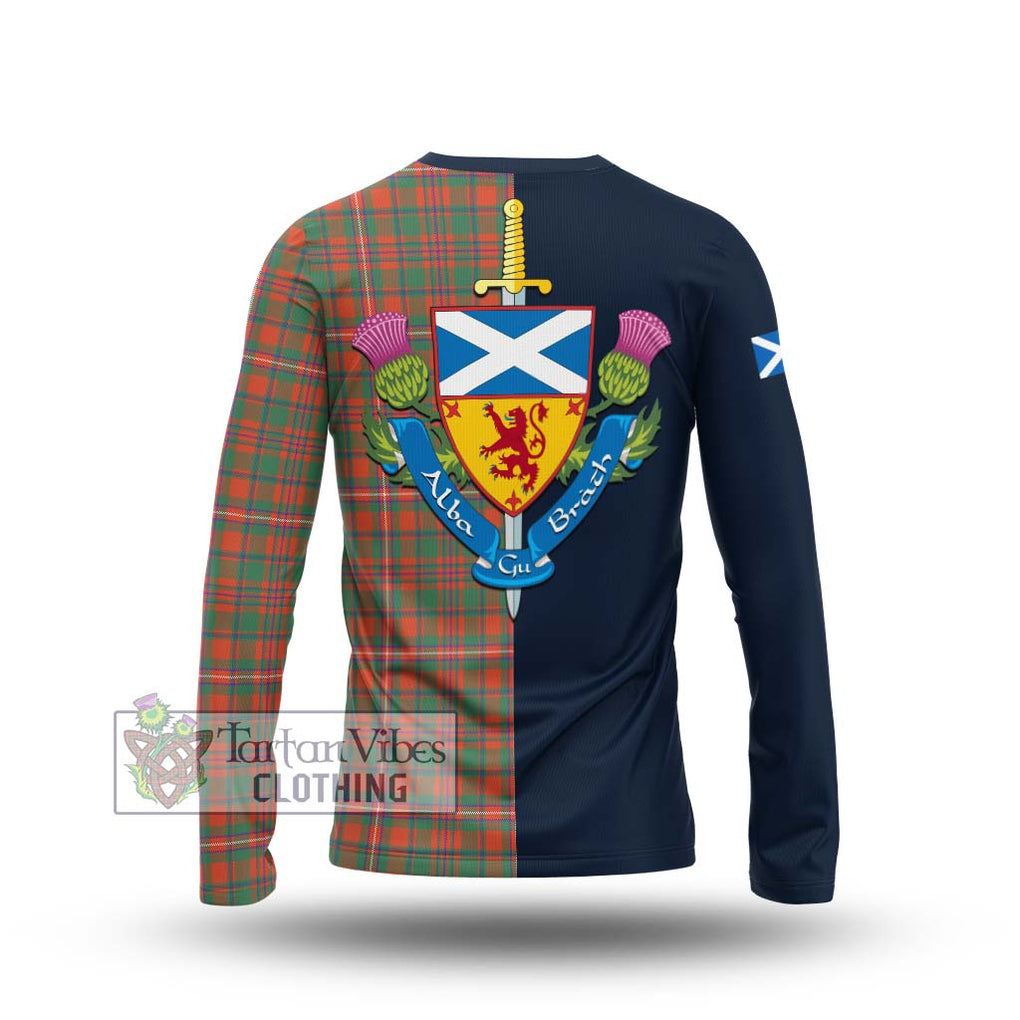 Tartan Vibes Clothing MacKinnon Ancient Tartan Long Sleeve T-Shirt with Scottish Lion Royal Arm Half Style