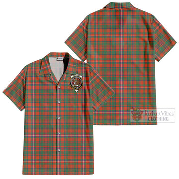 MacKinnon Ancient Tartan Cotton Hawaiian Shirt with Family Crest