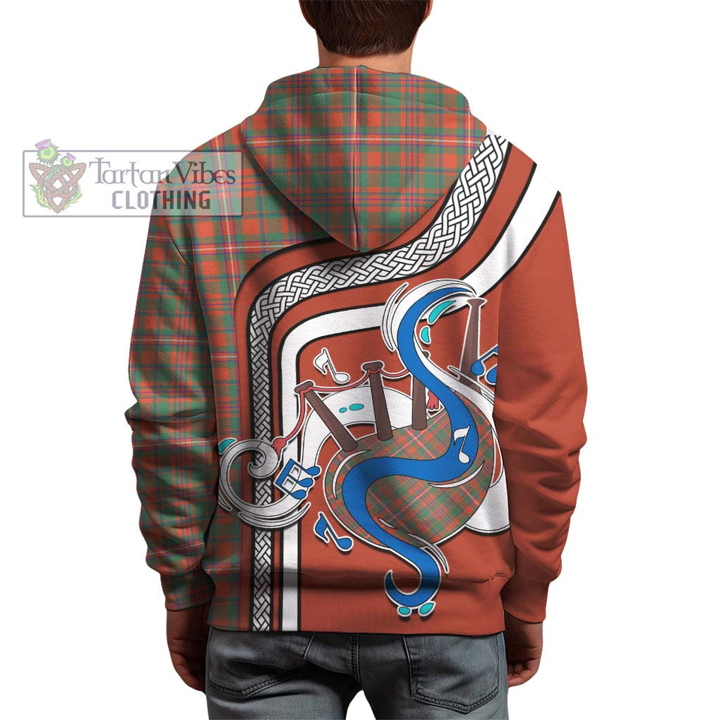 MacKinnon Ancient Tartan Hoodie with Epic Bagpipe Style - Tartanvibesclothing Shop