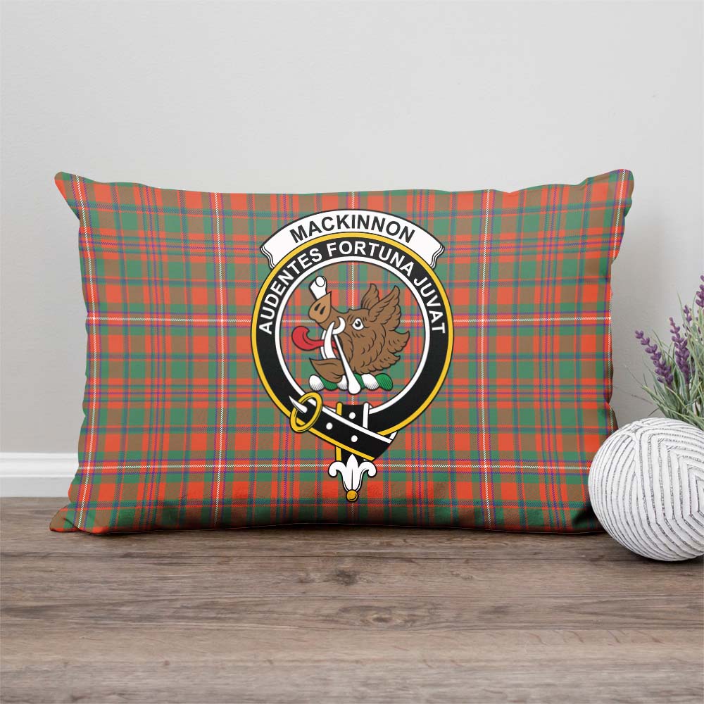 MacKinnon Ancient Tartan Pillow Cover with Family Crest Rectangle Pillow Cover - Tartanvibesclothing