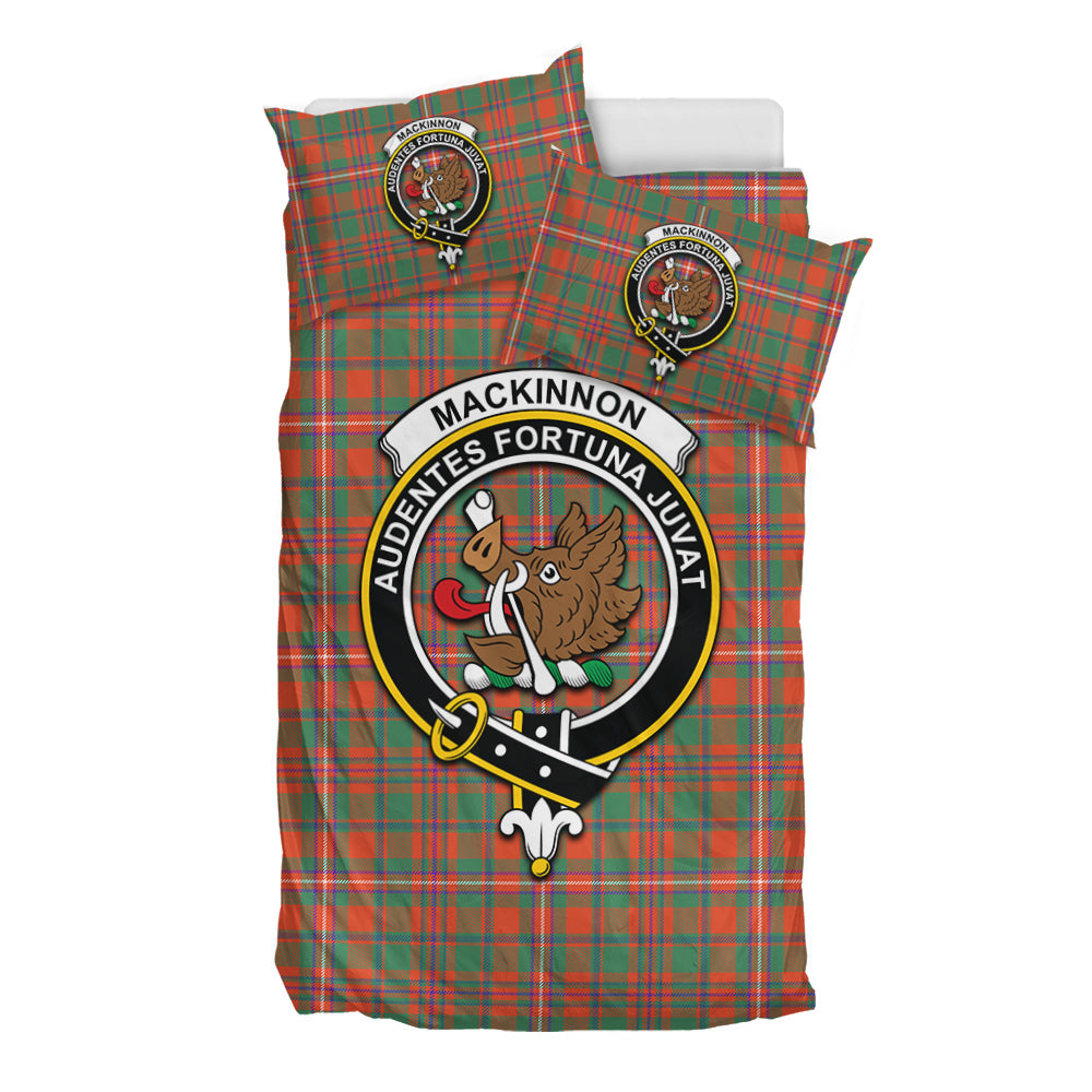 MacKinnon Ancient Tartan Bedding Set with Family Crest - Tartan Vibes Clothing