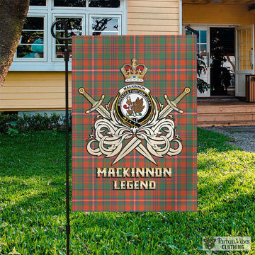 MacKinnon Ancient Tartan Flag with Clan Crest and the Golden Sword of Courageous Legacy