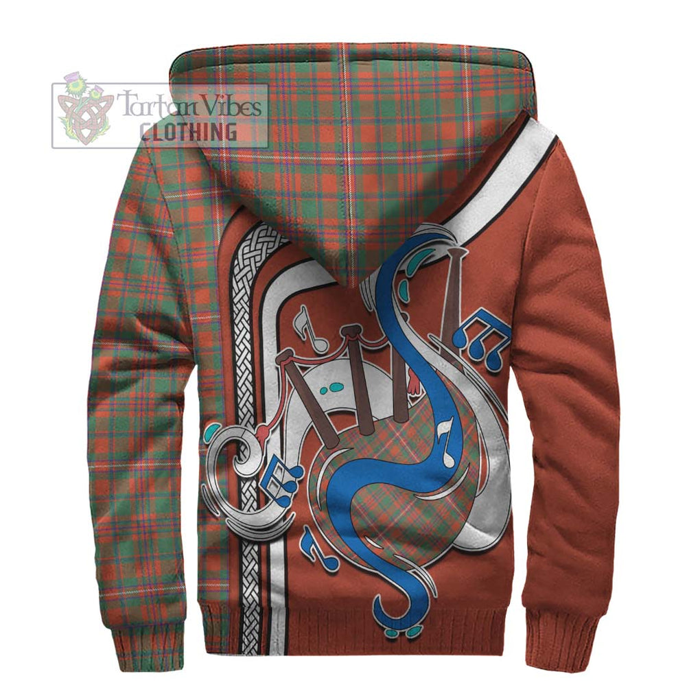 MacKinnon Ancient Tartan Sherpa Hoodie with Epic Bagpipe Style - Tartanvibesclothing Shop