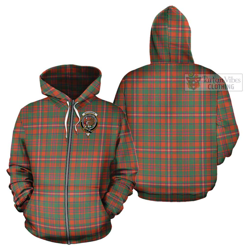 MacKinnon Ancient Tartan Cotton Hoodie with Family Crest Zip Hoodie - Tartan Vibes Clothing