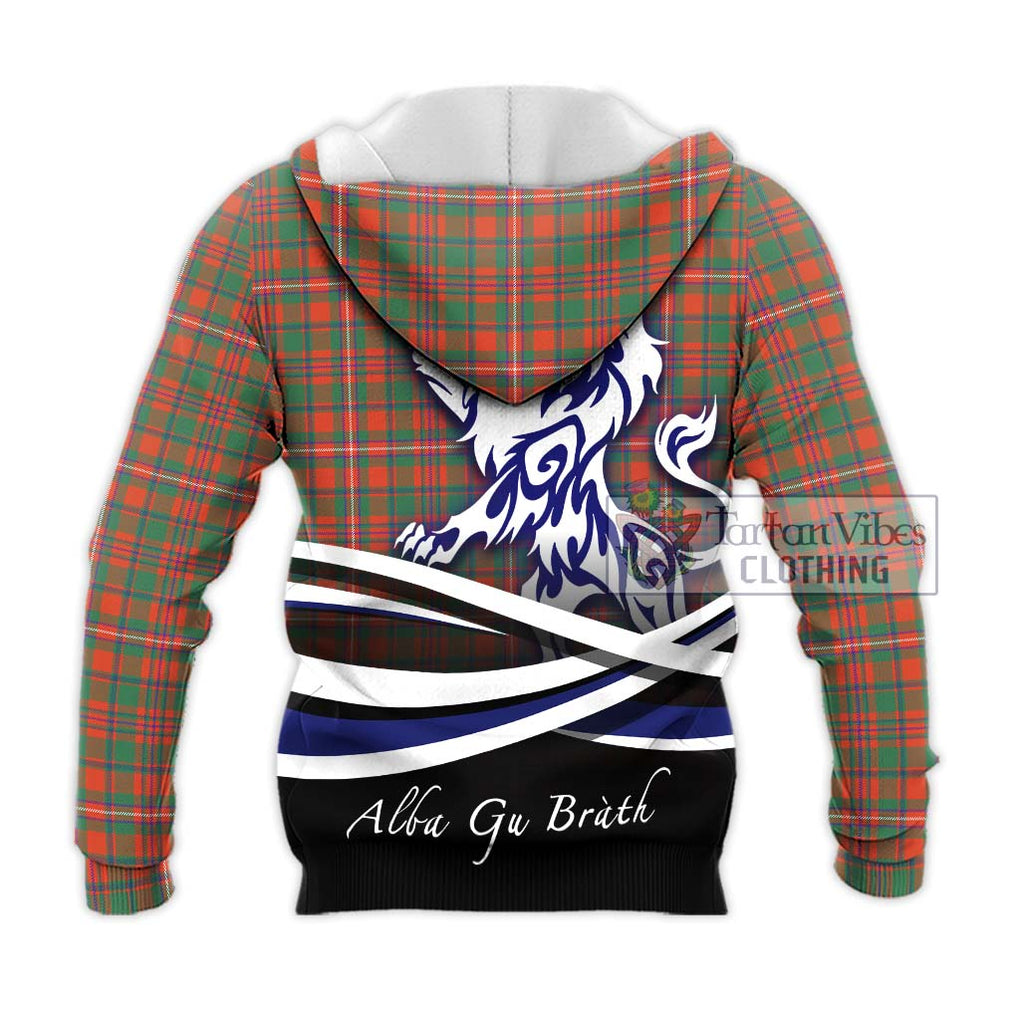 MacKinnon Ancient Tartan Knitted Hoodie with Alba Gu Brath Regal Lion Emblem - Tartanvibesclothing Shop