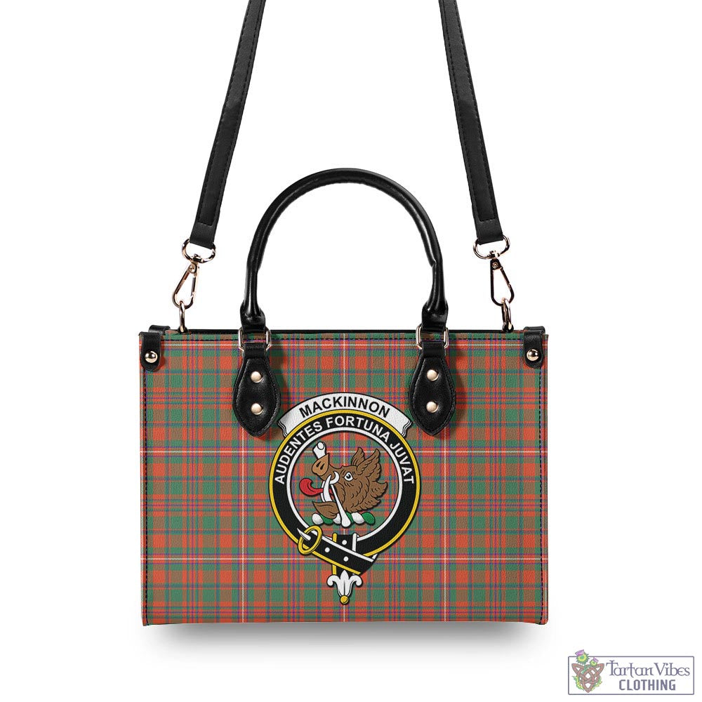 Tartan Vibes Clothing MacKinnon Ancient Tartan Luxury Leather Handbags with Family Crest