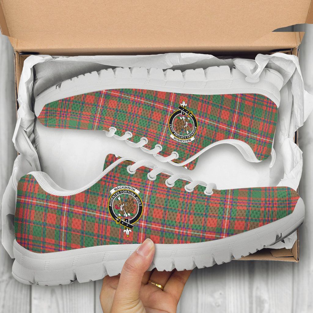 MacKinnon Ancient Tartan Sneakers with Family Crest - Tartan Vibes Clothing