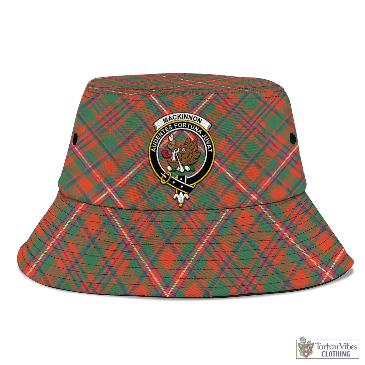 Tartan Vibes Clothing MacKinnon Ancient Tartan Bucket Hat with Family Crest