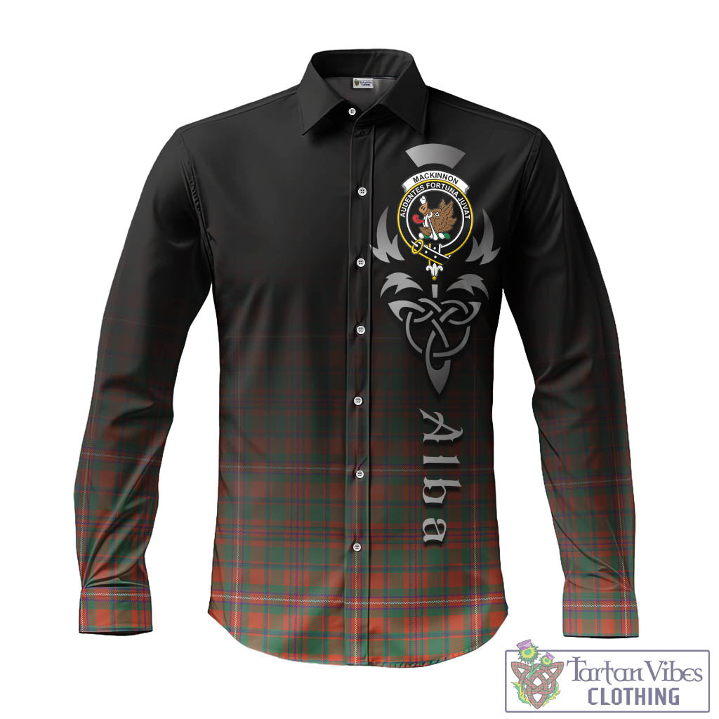 Tartan Vibes Clothing MacKinnon Ancient Tartan Long Sleeve Button Up Featuring Alba Gu Brath Family Crest Celtic Inspired