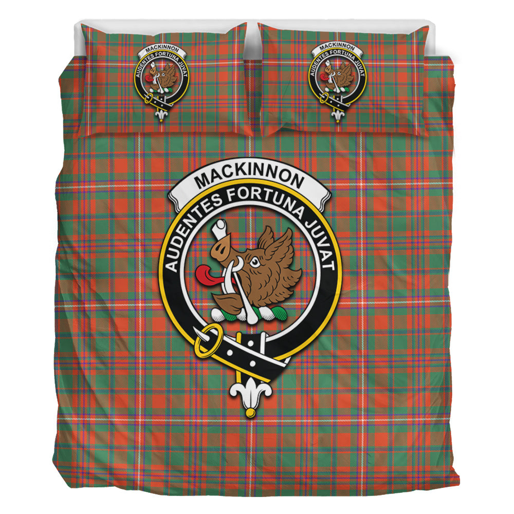 MacKinnon Ancient Tartan Bedding Set with Family Crest - Tartan Vibes Clothing