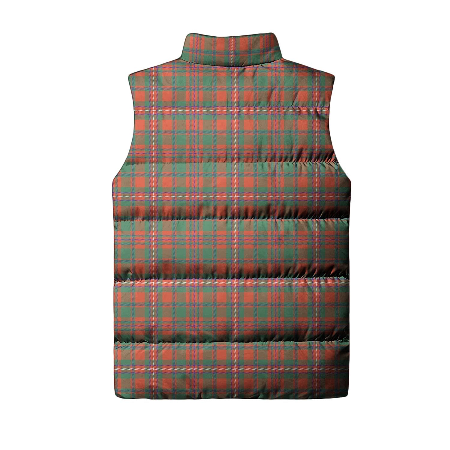 MacKinnon Ancient Tartan Sleeveless Puffer Jacket with Family Crest - Tartanvibesclothing