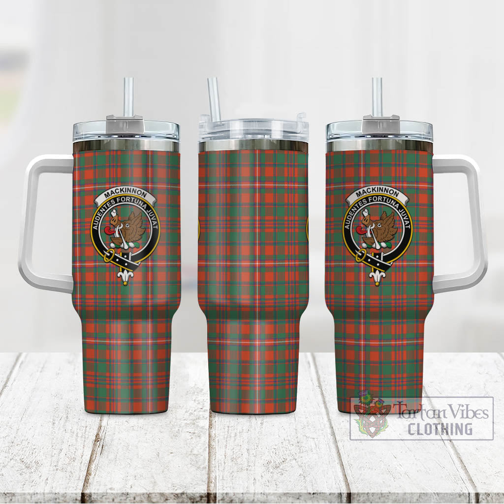 Tartan Vibes Clothing MacKinnon Ancient Tartan and Family Crest Tumbler with Handle