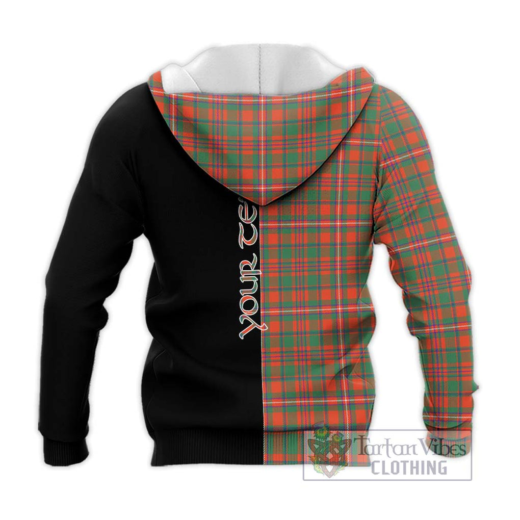 MacKinnon Ancient Tartan Knitted Hoodie with Family Crest and Half Of Me Style - Tartanvibesclothing Shop