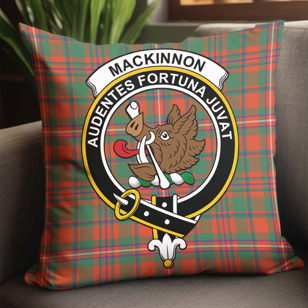 MacKinnon Ancient Tartan Pillow Cover with Family Crest - Tartanvibesclothing