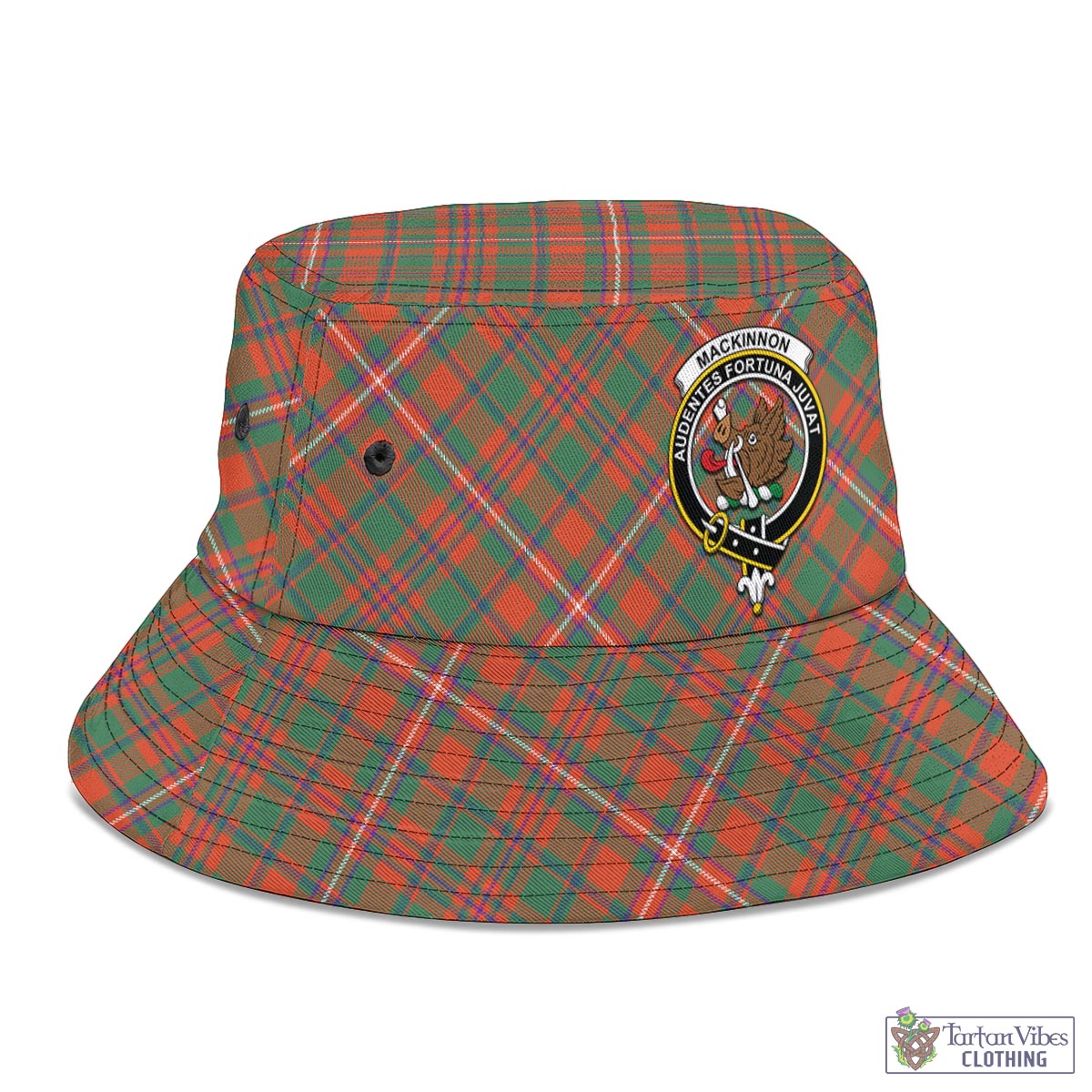 Tartan Vibes Clothing MacKinnon Ancient Tartan Bucket Hat with Family Crest