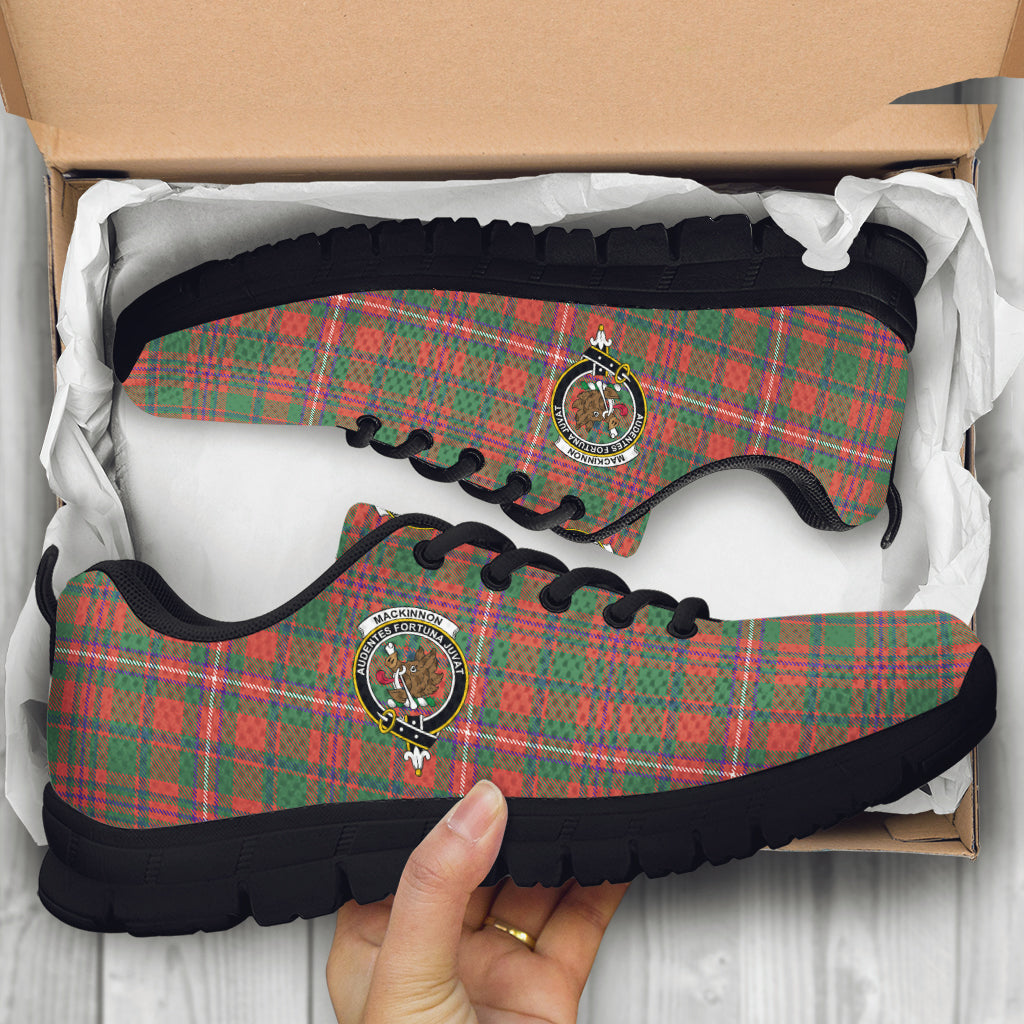 MacKinnon Ancient Tartan Sneakers with Family Crest - Tartan Vibes Clothing