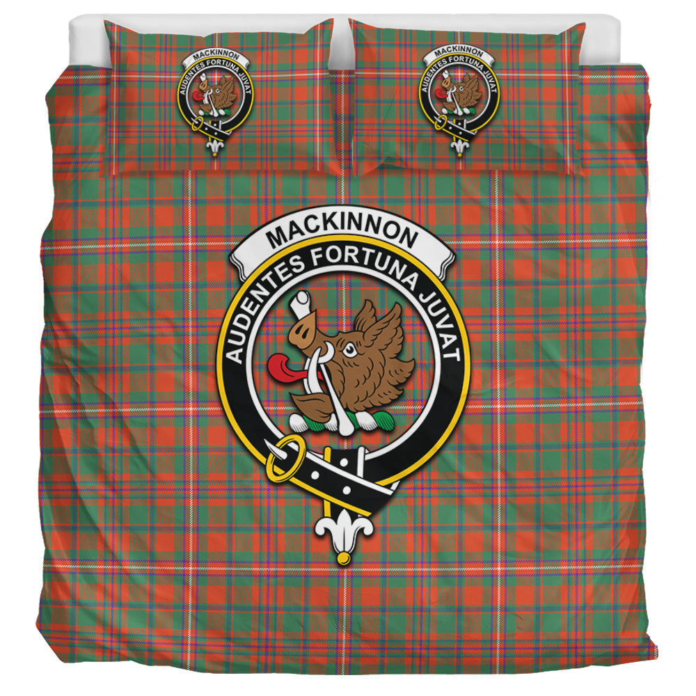 MacKinnon Ancient Tartan Bedding Set with Family Crest UK Bedding Set UK Super King 104*94 inch - Tartan Vibes Clothing