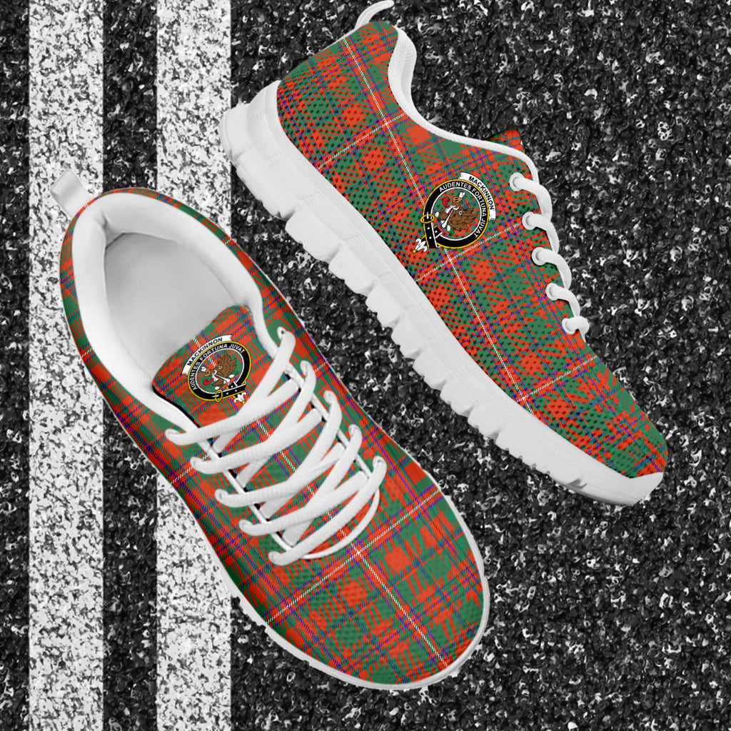 MacKinnon Ancient Tartan Sneakers with Family Crest - Tartan Vibes Clothing