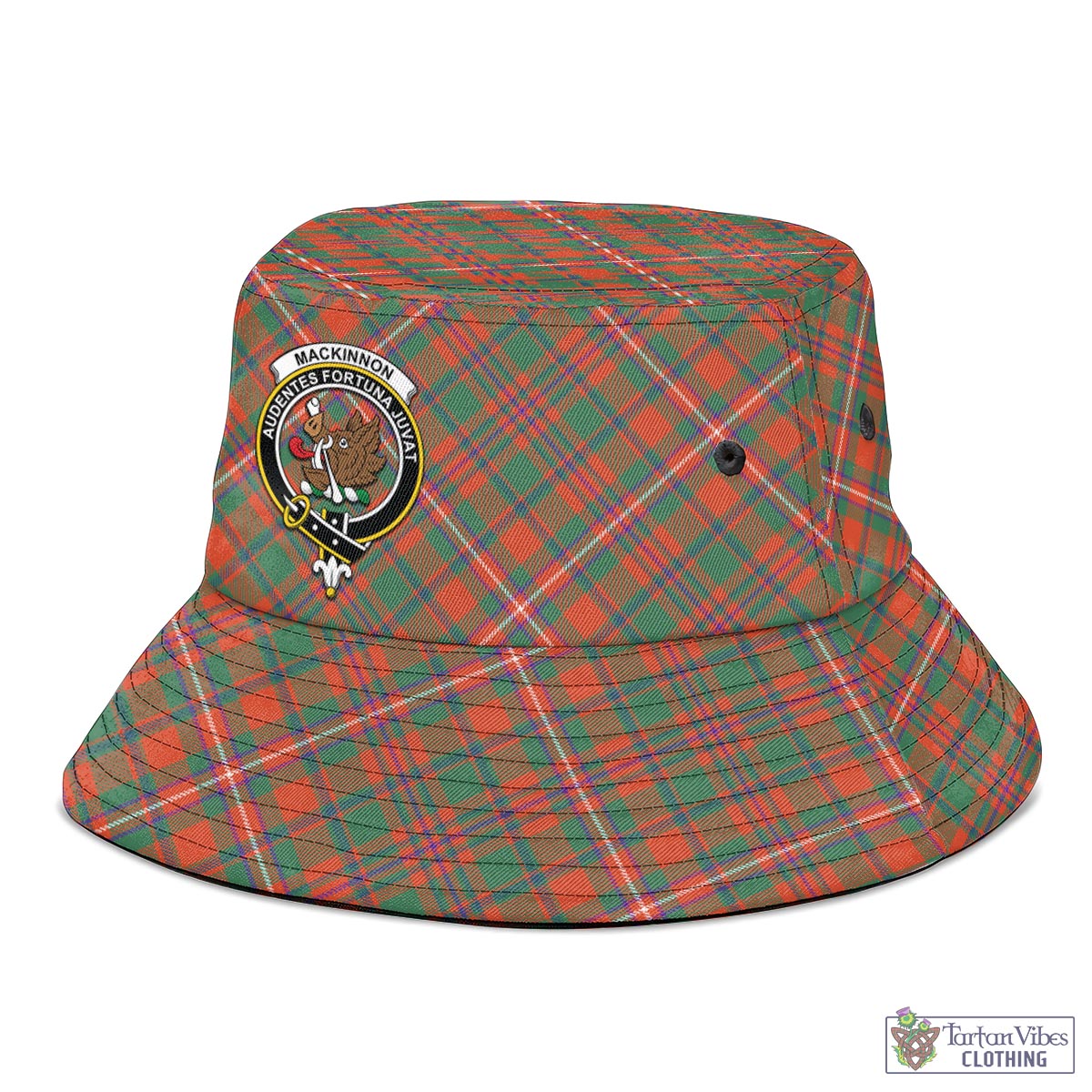 Tartan Vibes Clothing MacKinnon Ancient Tartan Bucket Hat with Family Crest