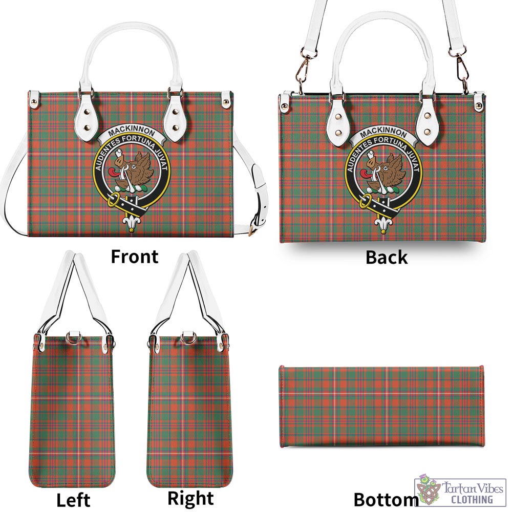 Tartan Vibes Clothing MacKinnon Ancient Tartan Luxury Leather Handbags with Family Crest