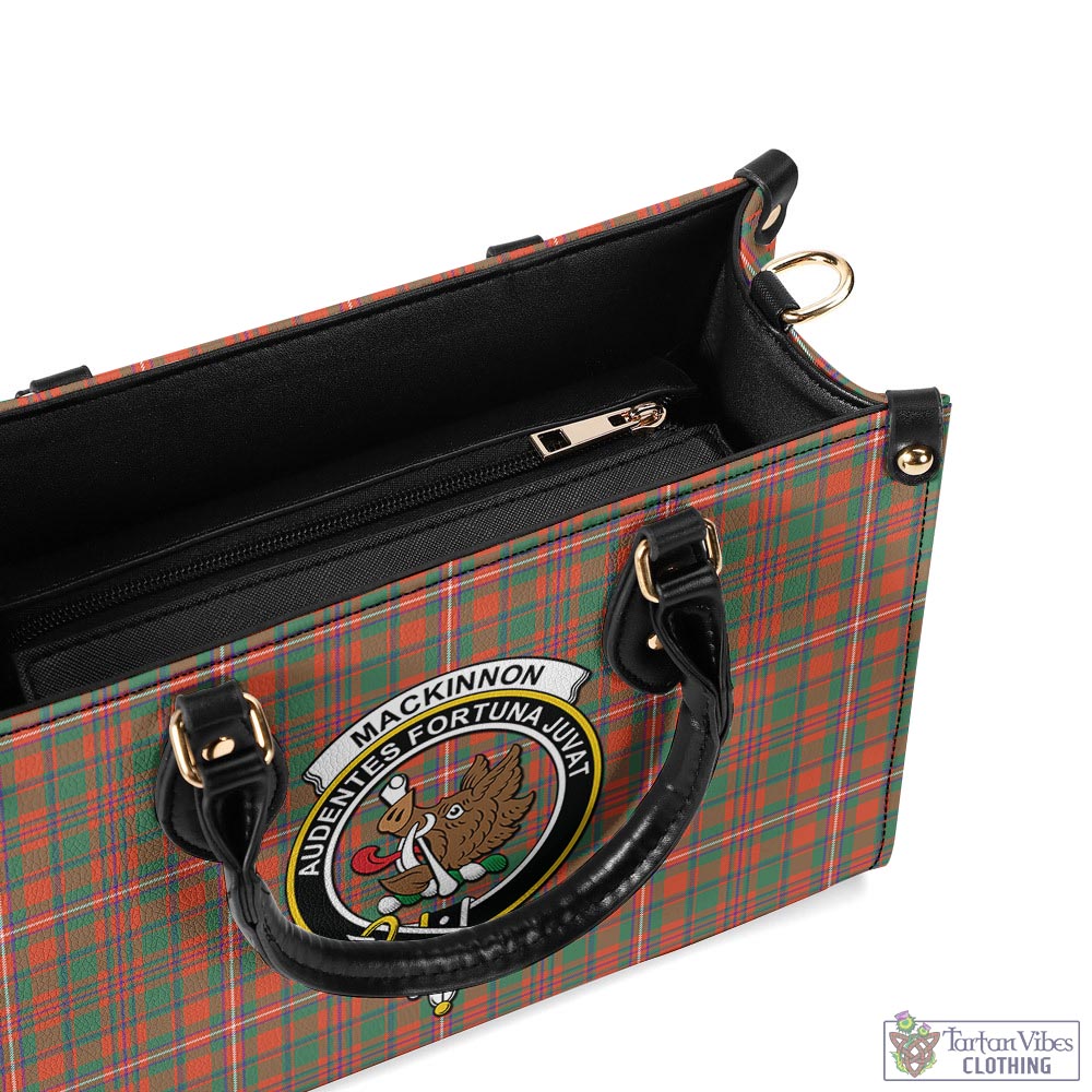 Tartan Vibes Clothing MacKinnon Ancient Tartan Luxury Leather Handbags with Family Crest