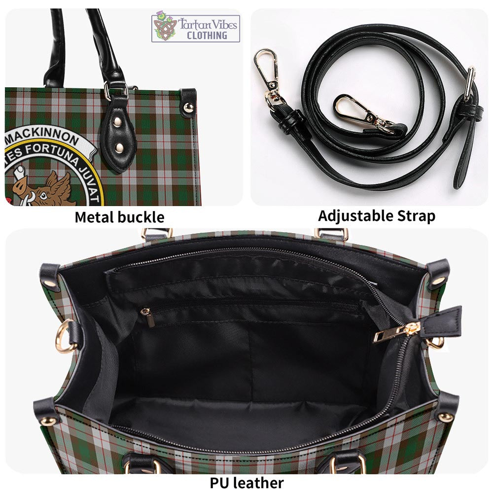 Tartan Vibes Clothing MacKinnon Dress Tartan Luxury Leather Handbags with Family Crest