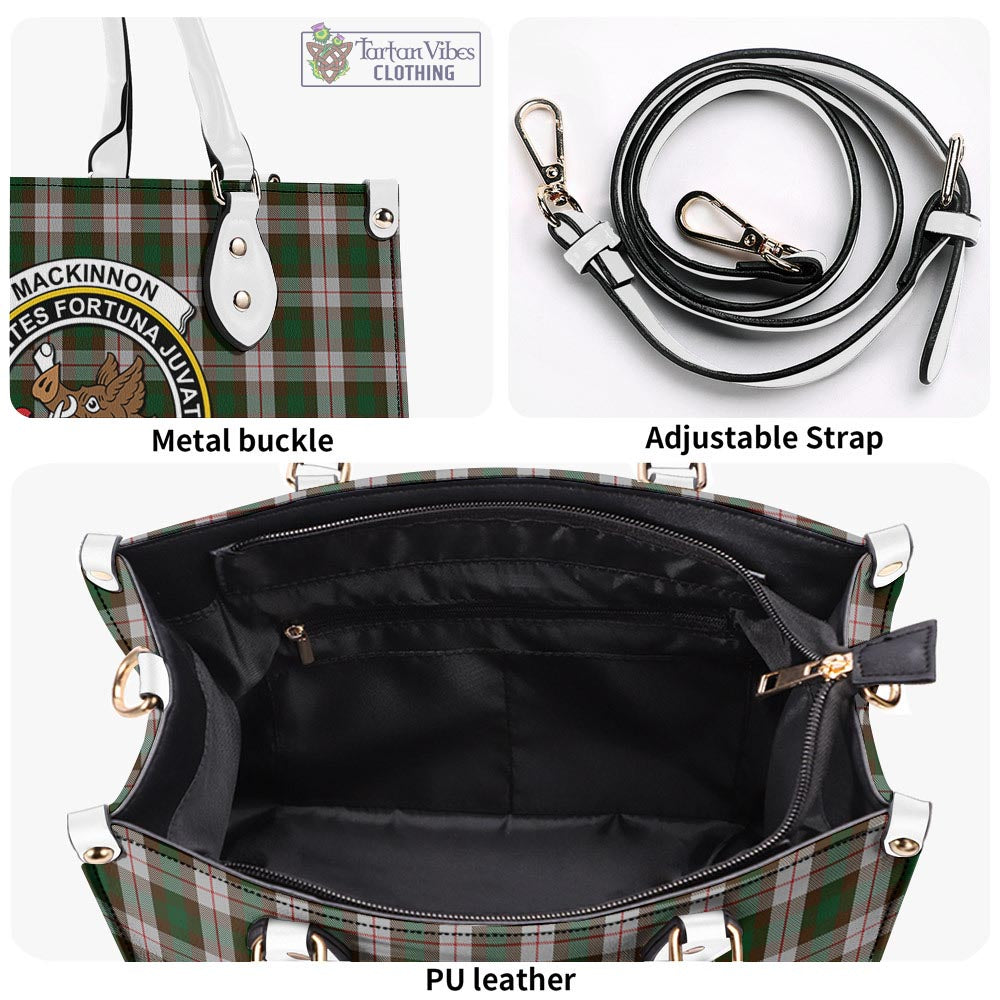 Tartan Vibes Clothing MacKinnon Dress Tartan Luxury Leather Handbags with Family Crest