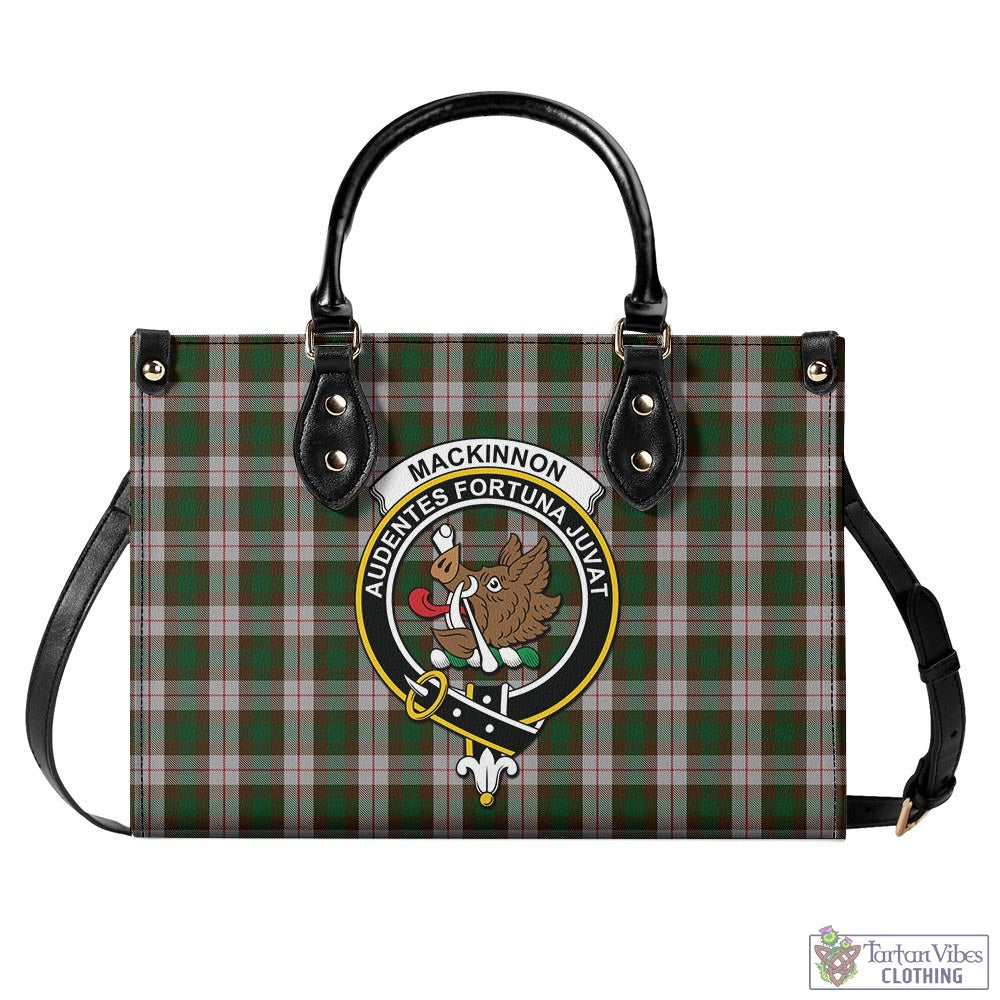 Tartan Vibes Clothing MacKinnon Dress Tartan Luxury Leather Handbags with Family Crest