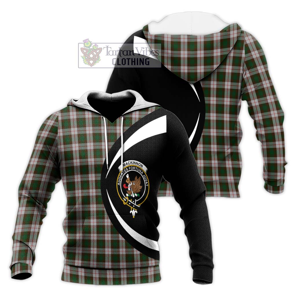 MacKinnon Dress Tartan Knitted Hoodie with Family Crest Circle Style Unisex Knitted Pullover Hoodie - Tartan Vibes Clothing