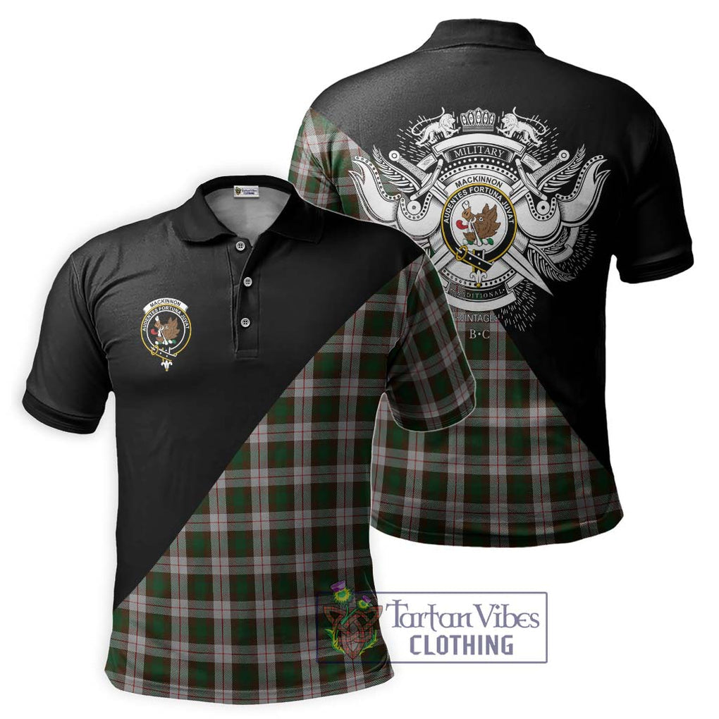 MacKinnon Dress Tartan Polo Shirt with Family Crest and Military Logo Style Kid - Tartanvibesclothing Shop