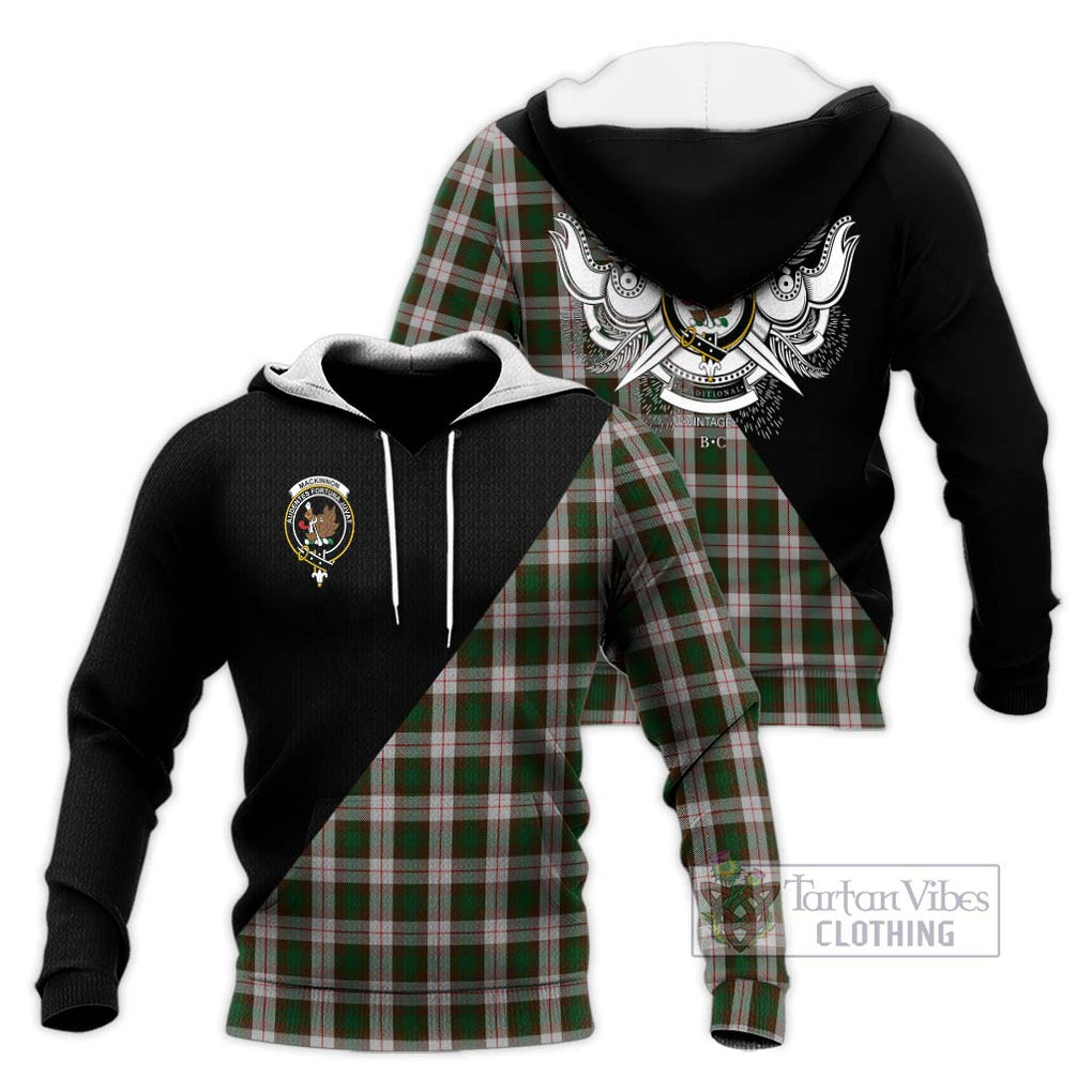 MacKinnon Dress Tartan Knitted Hoodie with Family Crest and Military Logo Style Unisex Knitted Pullover Hoodie - Tartanvibesclothing Shop