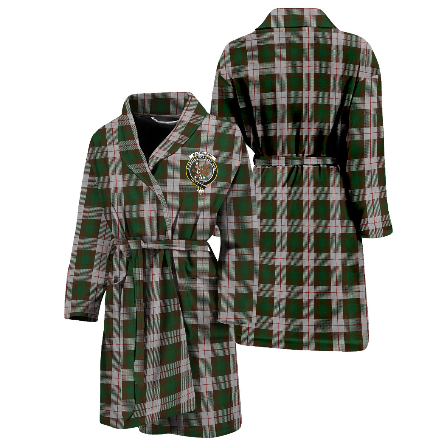 MacKinnon Dress Tartan Bathrobe with Family Crest Unisex S - Tartan Vibes Clothing