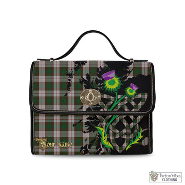 MacKinnon Dress Tartan Waterproof Canvas Bag with Scotland Map and Thistle Celtic Accents