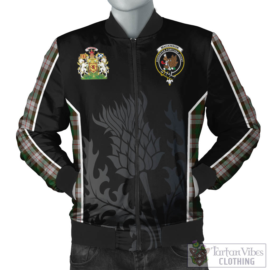 Tartan Vibes Clothing MacKinnon Dress Tartan Bomber Jacket with Family Crest and Scottish Thistle Vibes Sport Style