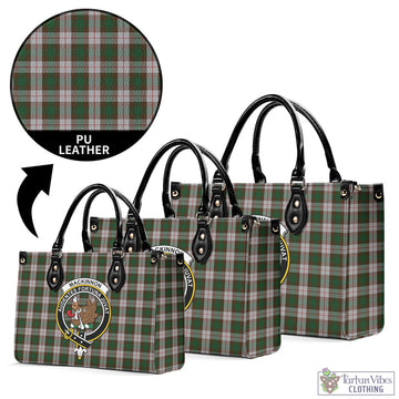 MacKinnon Dress Tartan Luxury Leather Handbags with Family Crest