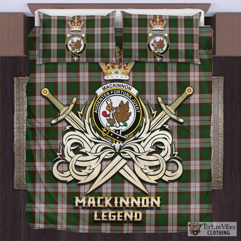 Tartan Vibes Clothing MacKinnon Dress Tartan Bedding Set with Clan Crest and the Golden Sword of Courageous Legacy