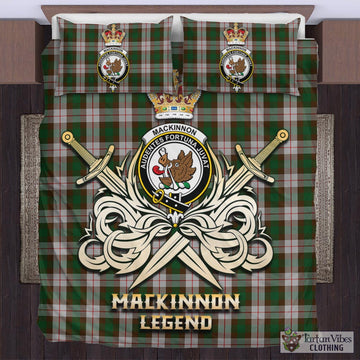 MacKinnon Dress Tartan Bedding Set with Clan Crest and the Golden Sword of Courageous Legacy