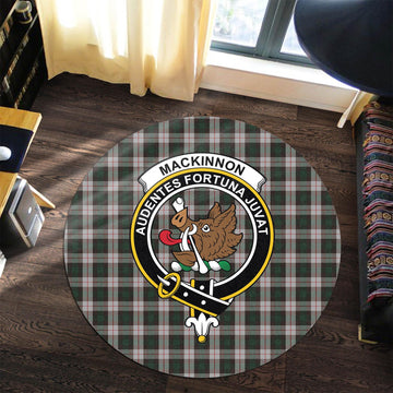 MacKinnon Dress Tartan Round Rug with Family Crest