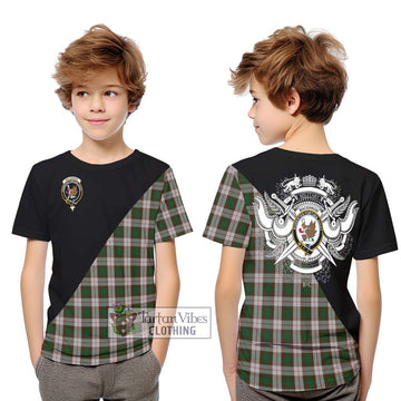 MacKinnon Dress Tartan Kid T-Shirt with Family Crest and Military Logo Style