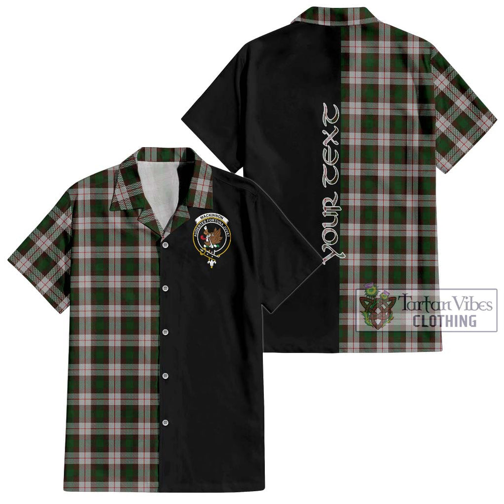 MacKinnon Dress Tartan Short Sleeve Button Shirt with Family Crest and Half Of Me Style Kid - Tartanvibesclothing Shop