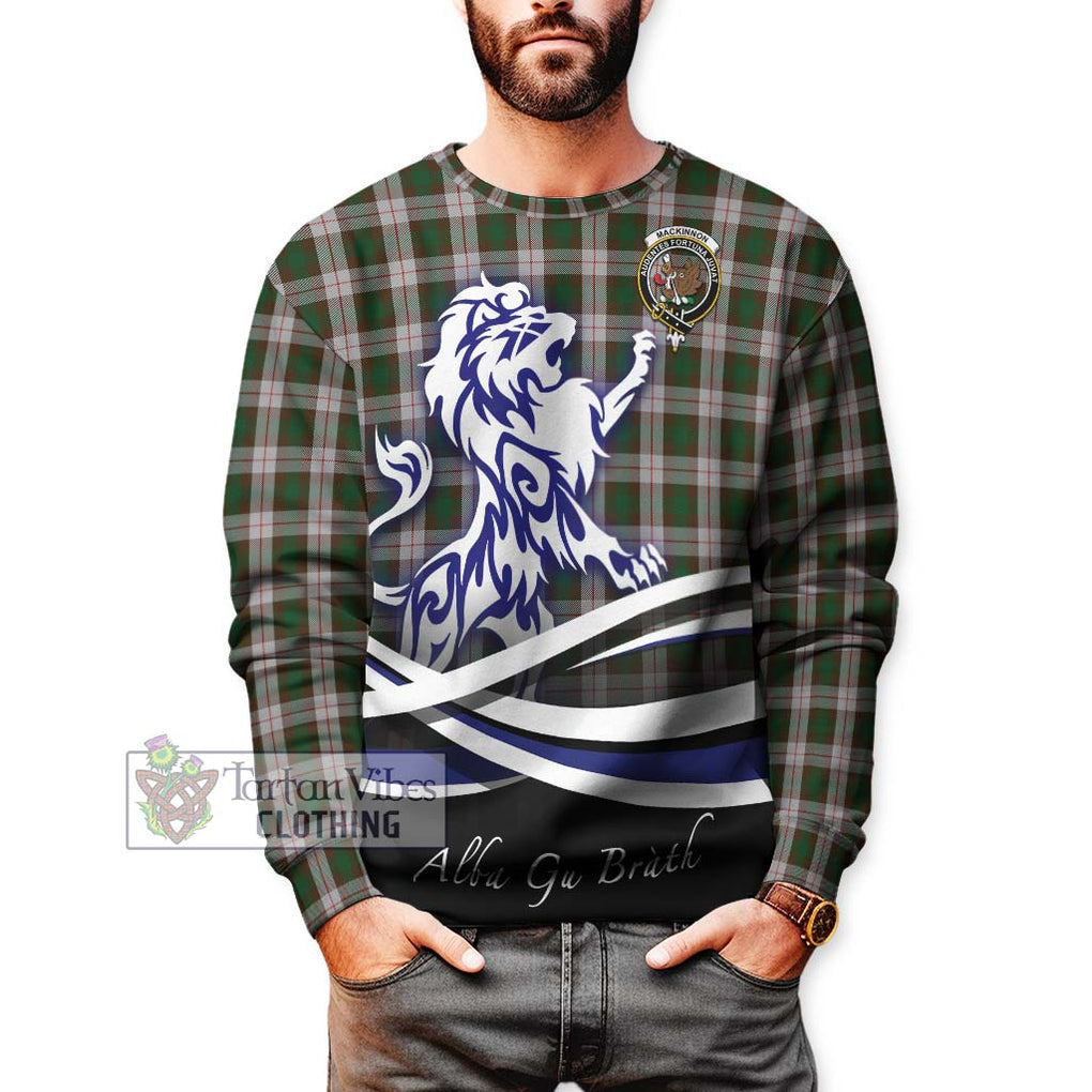 MacKinnon Dress Tartan Sweatshirt with Alba Gu Brath Regal Lion Emblem Unisex - Tartanvibesclothing Shop