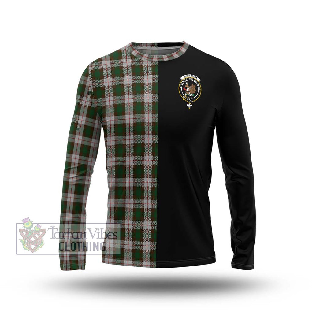 MacKinnon Dress Tartan Long Sleeve T-Shirt with Family Crest and Half Of Me Style Unisex - Tartanvibesclothing Shop