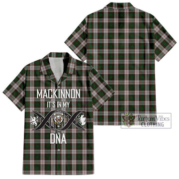 MacKinnon Dress Tartan Short Sleeve Button Shirt with Family Crest DNA In Me Style