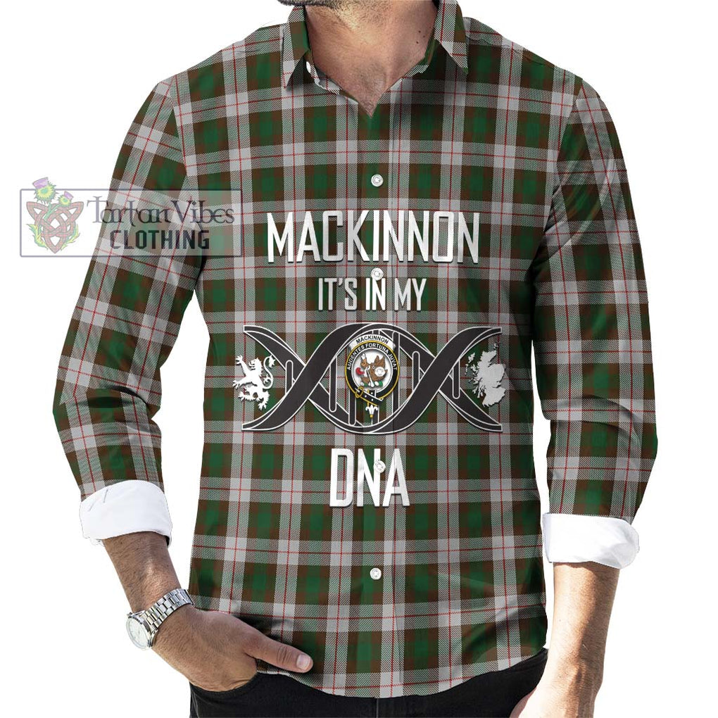 MacKinnon Dress Tartan Long Sleeve Button Shirt with Family Crest DNA In Me Style Men's Shirt S - Tartanvibesclothing Shop