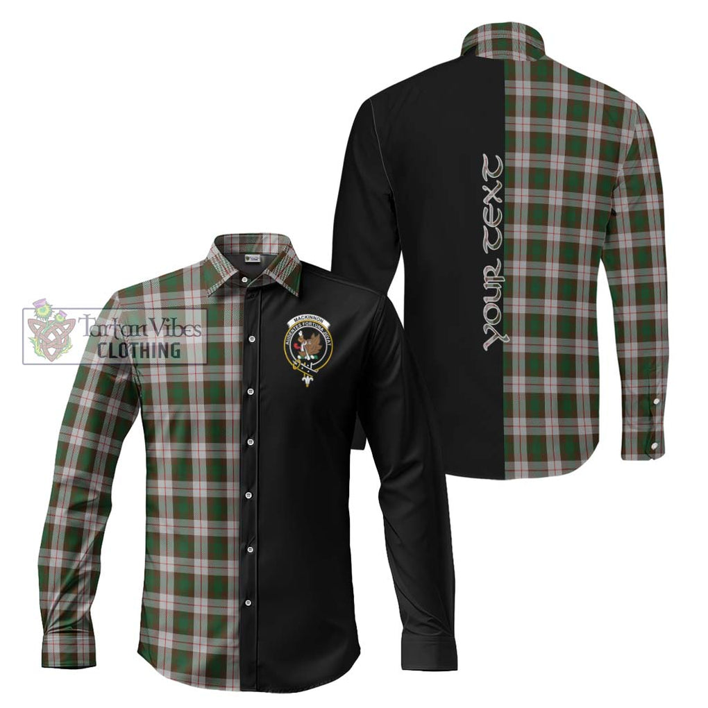 MacKinnon Dress Tartan Long Sleeve Button Shirt with Family Crest and Half Of Me Style Men's Shirt S - Tartanvibesclothing Shop