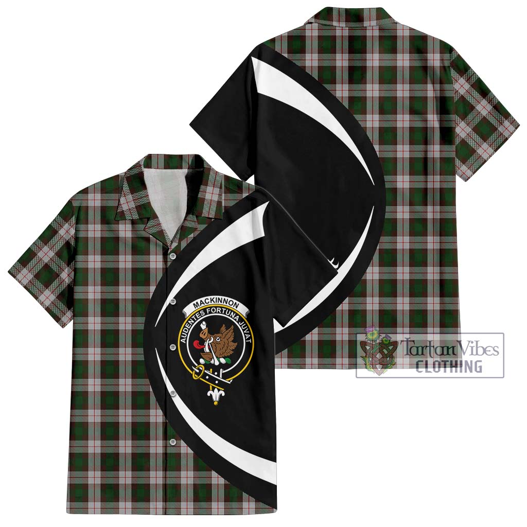 MacKinnon Dress Tartan Short Sleeve Button Up with Family Crest Circle Style Kid - Tartan Vibes Clothing