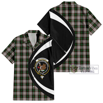 MacKinnon Dress Tartan Short Sleeve Button Up with Family Crest Circle Style