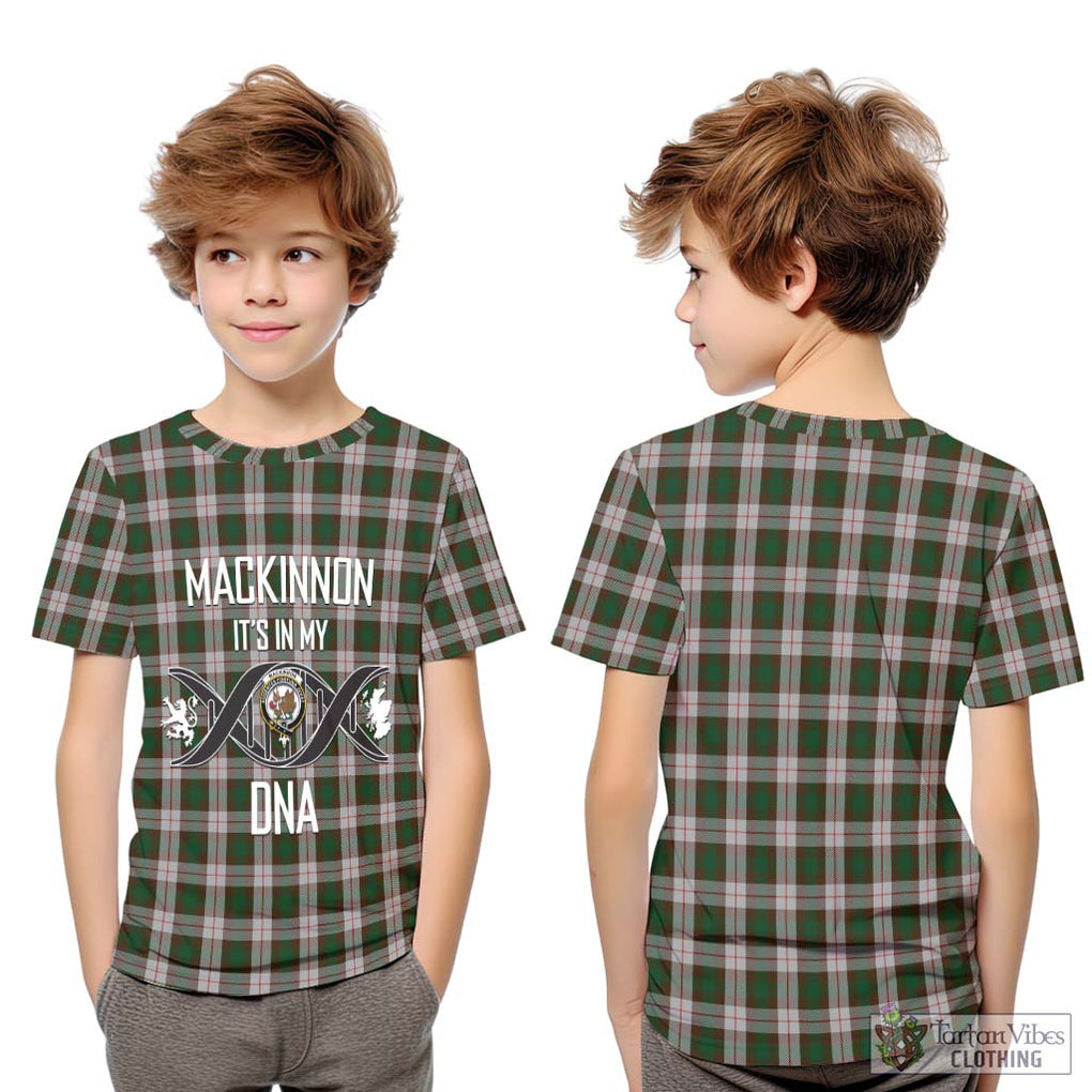 MacKinnon Dress Tartan Kid T-Shirt with Family Crest DNA In Me Style Youth XL Size14 - Tartanvibesclothing Shop